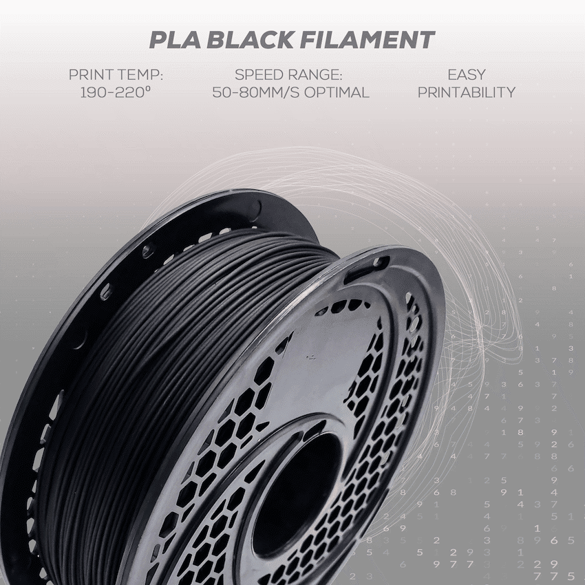 PLA Filament - Black - 1kg - 1.75mm