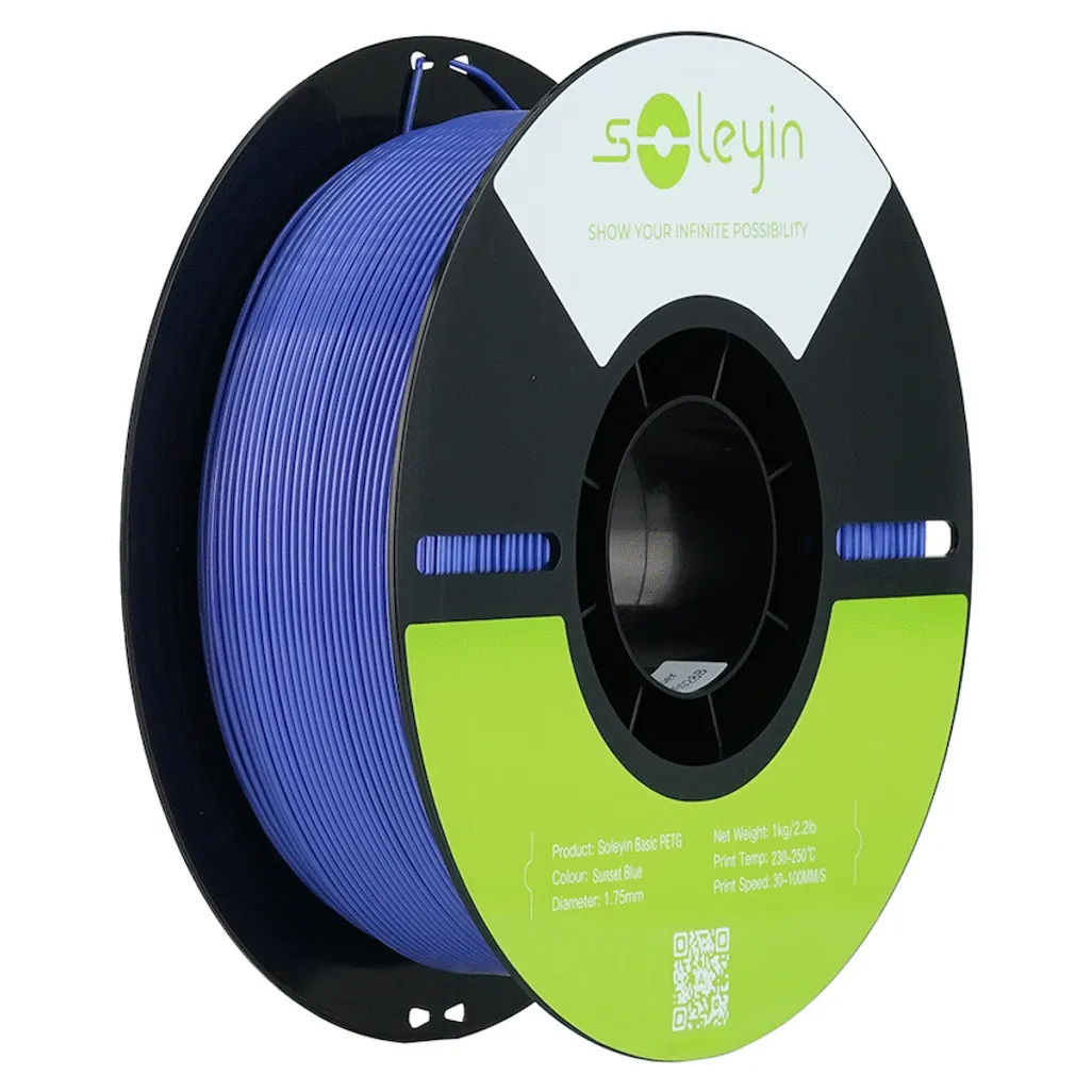 Soleyin Basic PETG Sunset Blue_1.75_1KG_Black Neutral Tray_Eco Friendly Carton