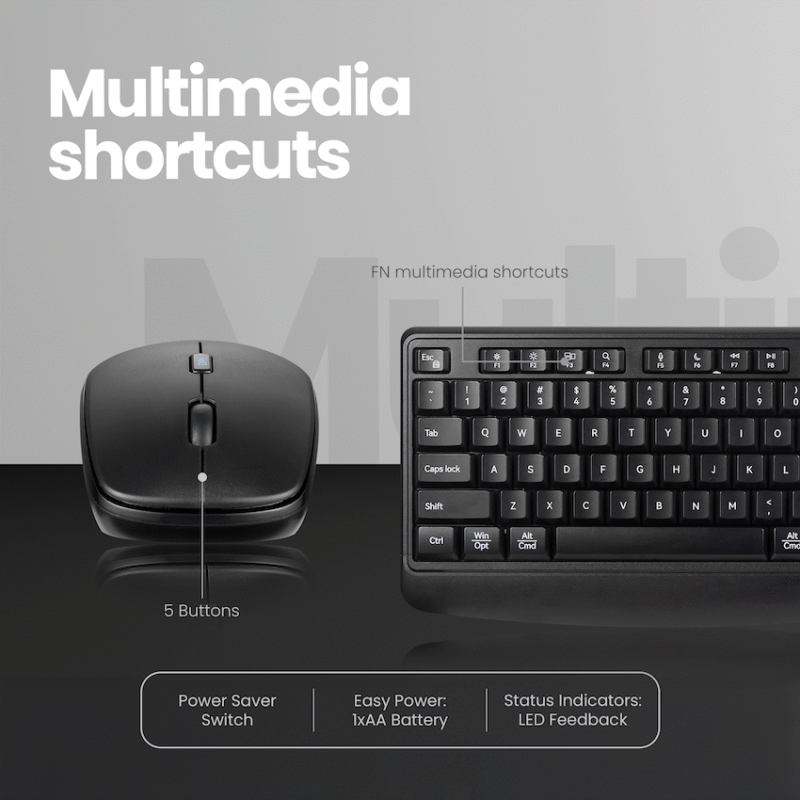 Volkano Onyx Keyboard and Mouse Combo With Dual mode BT