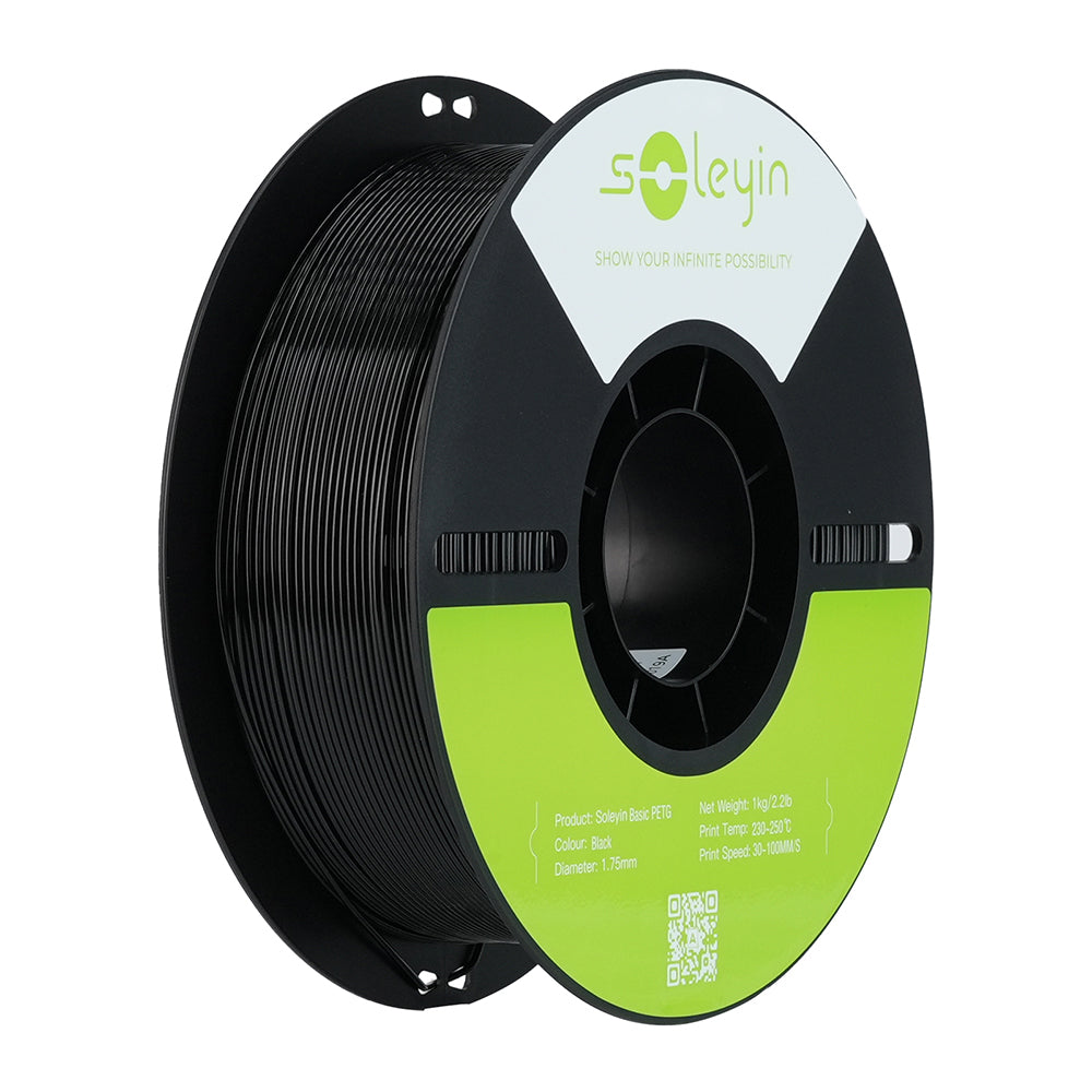 Soleyin Basic PETG Black_1.75_1KG_Black Neutral Tray_ Eco Friendly Carton