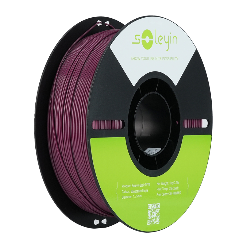 Soleyin Basic PETG Mangosteen Purple_1.75_1KG_Black Neutral Tray_Eco Friendly Carton