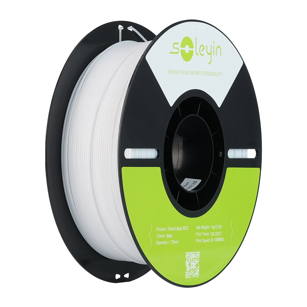 Soleyin Basic PETG White_1.75_1KG_Black Neutral Tray_Eco Friendly Carton